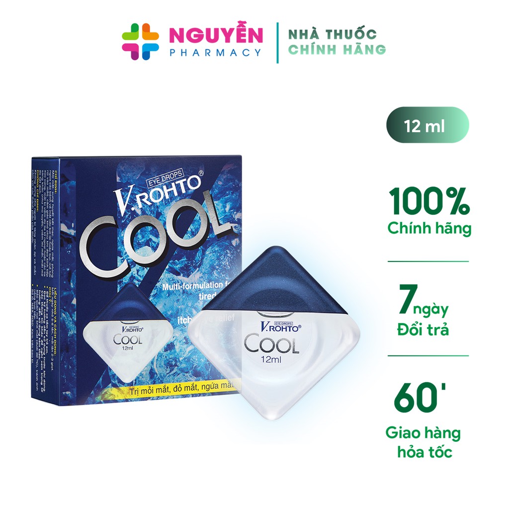 Nước nhỏ mắt V.Rohto Cool - Giảm mỏi mắt, đỏ mắt, ngứa mắt và khô mắt