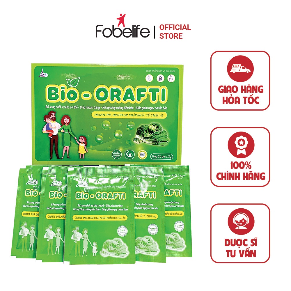 Cốm Xơ Hỗ Trợ Tiêu Hóa BIO ORAFTI FOBELIFE Giúp Giảm Táo Bón Hộp 20 gói x 3g