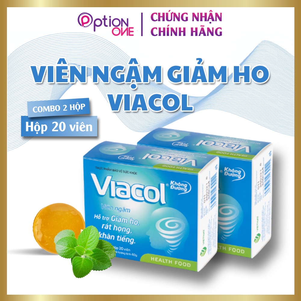 [COMBO 2 HỘP] Kẹo ngậm giảm ho, đau họng Viacol không đường - 20 viên