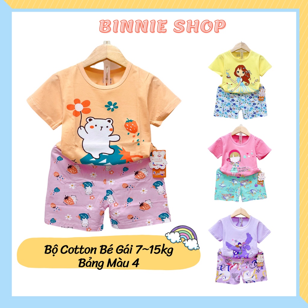 Đồ bộ bé gái quảng châu xuất hàn Quần áo bé gái BINNIE SHOP chất thun cotton cho bé từ 7-15kg (0-3 tuổi) BGN4