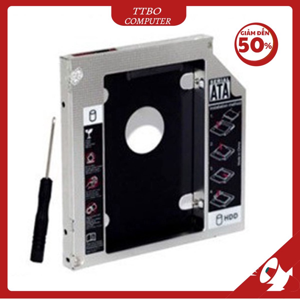 Caddy Bay HDD SSD SATA 3 9.5mm/12.7mm - Khay ổ cứng thay thế ổ DVD TTBO Computer