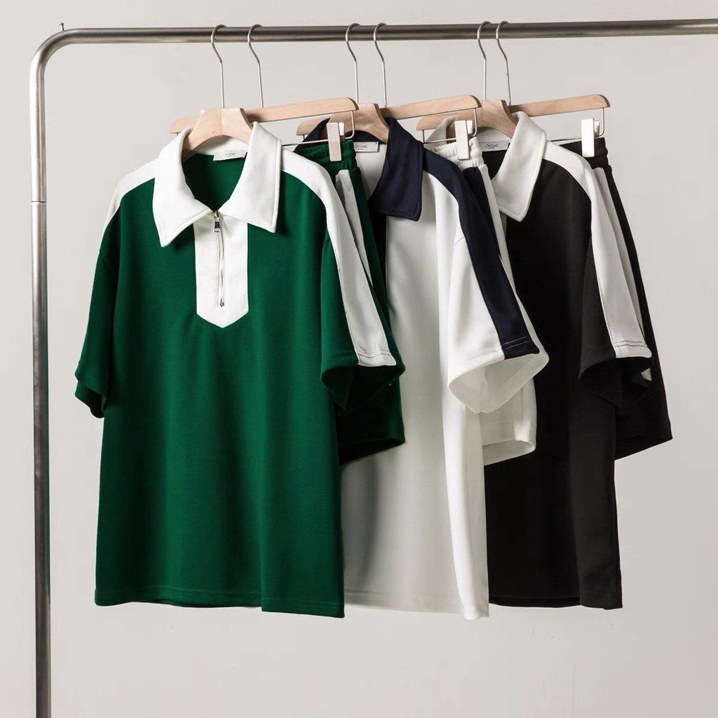 Áo polo nam nữ tay lỡ dáng rộng, áo thun unisex có cổ phong cách Hàn Quốc mã BH-003-A