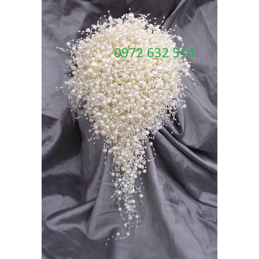 hoa cưới cầm tay hạt châu cao cấp 027