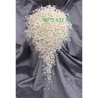 Hoa cưới cầm tay hạt châu cao cấp 027
