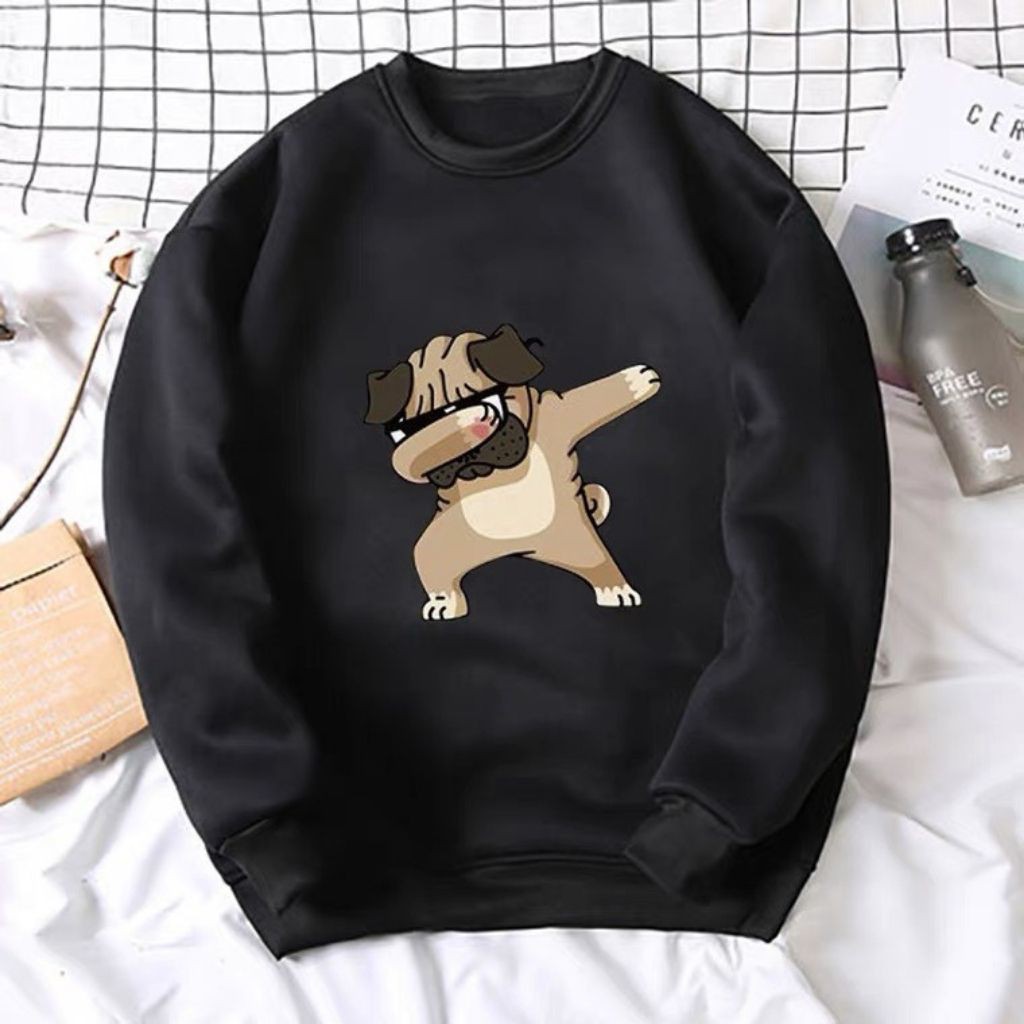 ÁO SWEATER NỈ UNISEX IN CÚN ĐEO GƯƠNG SIÊU NGẦU ÁO NỈ TAY DÀI FORM NAM NỮ ĐỀU MẶC ĐƯỢC