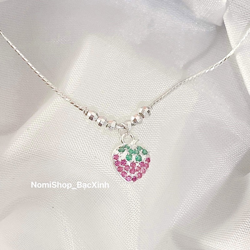 Dây chuyền bạc mặt dâu tây cho bé gái, ngọt ngào xinh xắn Mainomi Shop Bạc Xinh