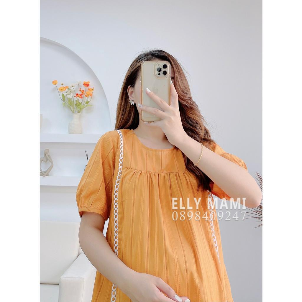 ( 40kg - 75kg ) Set Áo Bầu , Bigsize Sau Sinh Vàng Viền Ren Mặc Thoải Mái Suốt Thai Kì &amp; Sau Sinh Thiết Kế Cao Cấp