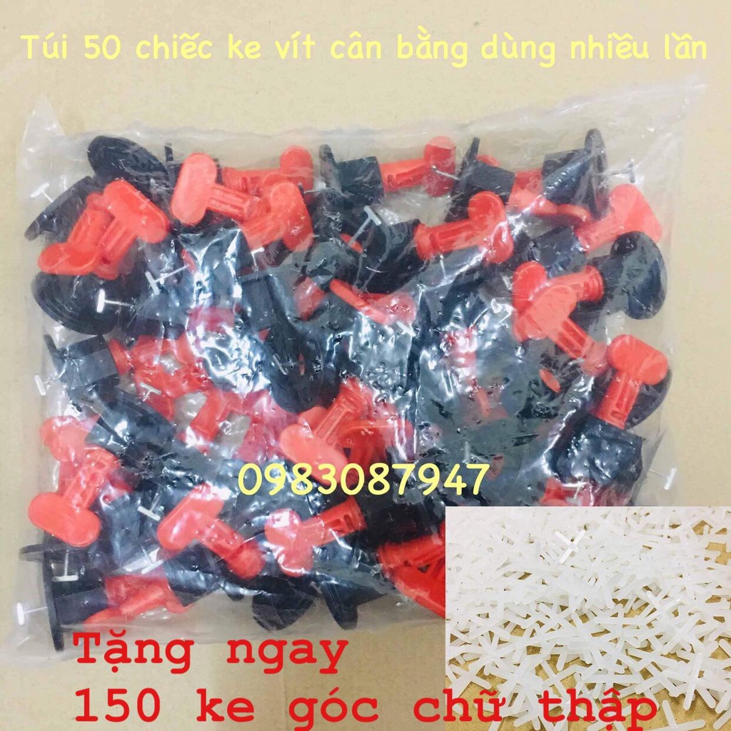Ke lát gạch chữ T ke vặn xoáy lát gạch cân bằng 50c tặng ke chữ thập và móc vặn