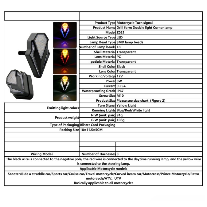 Bộ 2 Đèn led Báo Rẽ Ban Ngày Cho Xe Mô Tô Kawasaki Harley Honda DC 12