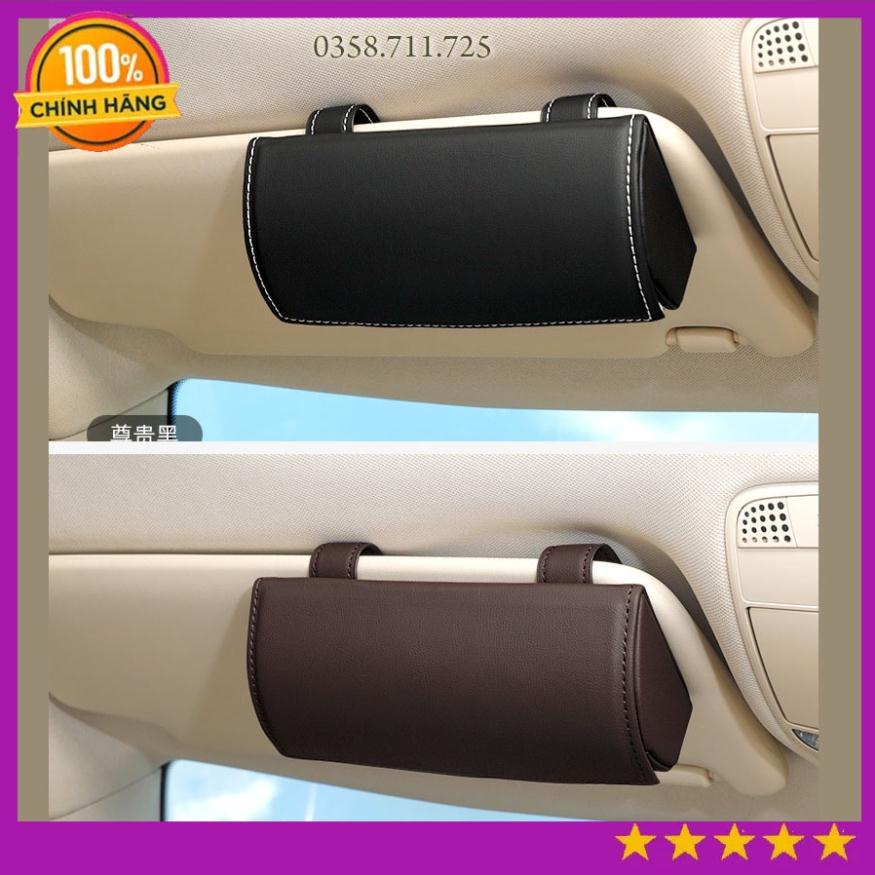 Hộp đựng kính trên xe hơi phiên bản cao cấp, Hộp kính da PU cao cấp hút nam châm nhiều màu thời trang