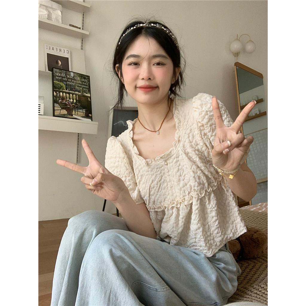 Áo Sơ Mi Vải Jacquard Ngắn Tay Thời Trang Sành Điệu 63064