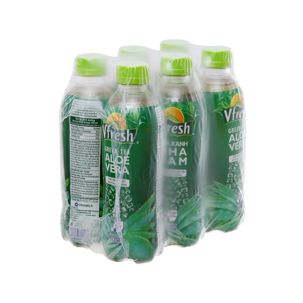 6 chai trà xanh & nha đam Vfresh 350ml