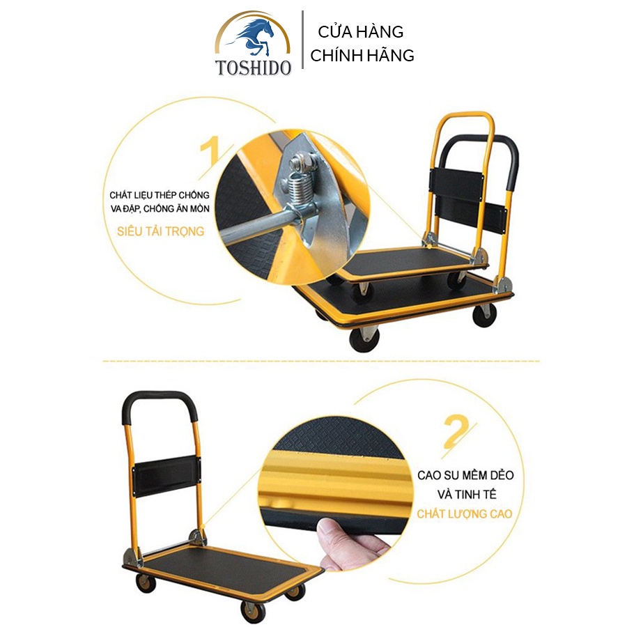 (Siêu Tải Trọng) Xe Đẩy Hàng TOSHIDO Thép Bánh xe chống ồn Tải Trọng 300kg Gấp Gọn Tiện Lợi