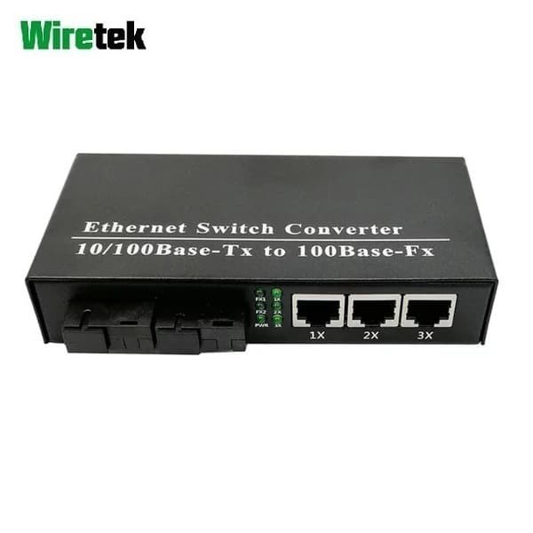 Bộ Chuyển Đổi Dây Cáp Optic Sang Ethernet 2x Fo + 3x Lan Converter