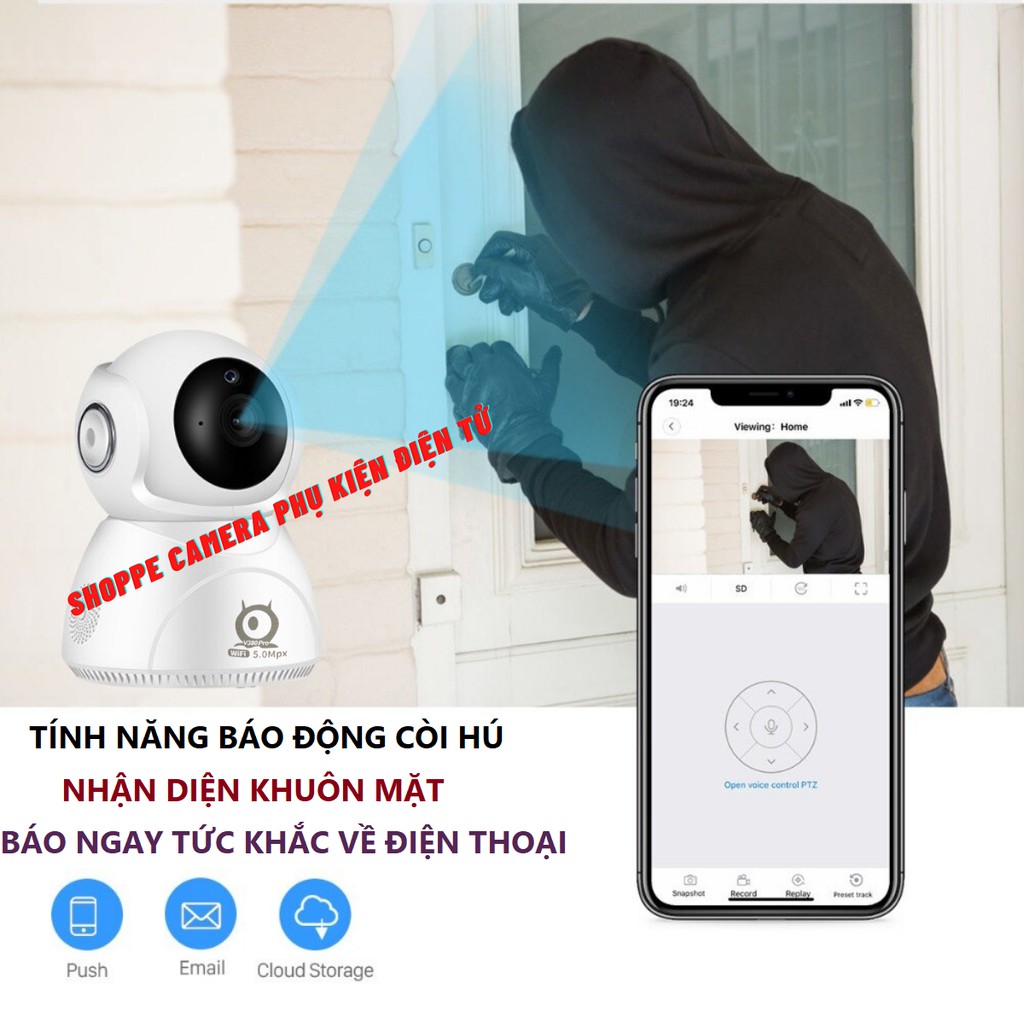 Camera 5.0Mpx V380Pro Q8 Chính Hãng Xoay 360° - Nhận Diện Khuôn Mặt - Xoay theo chuyển động | BigBuy360 - bigbuy360.vn