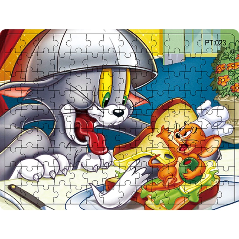 Bộ đồ chơi xếp hình 126 mảnh hoạ tiết mèo Tom dễ thương vui nhộn cho bé yêu