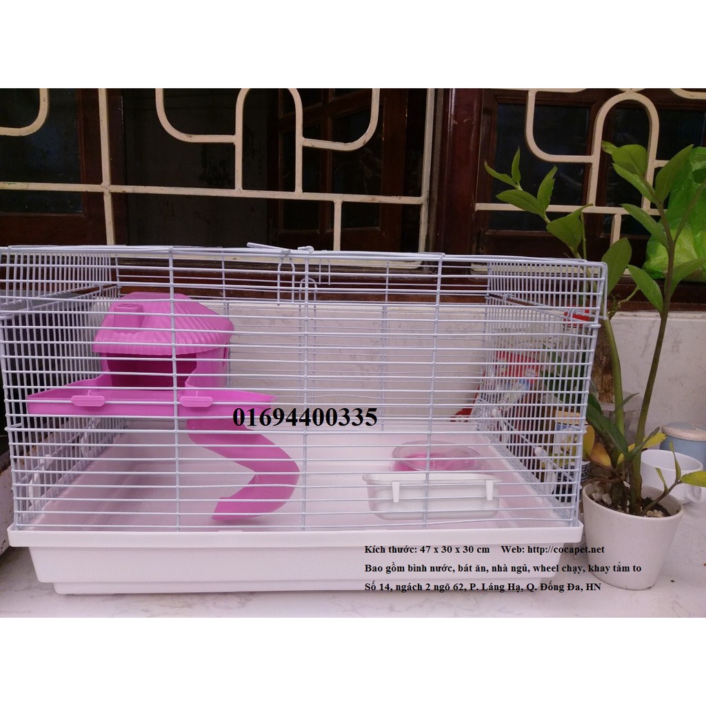 Lồng hamster size đại 47 x 30 x 30 cm full đồ như hình