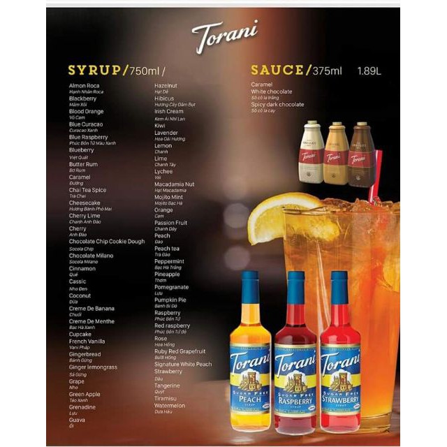 Syrup Torani Mỹ 750ml