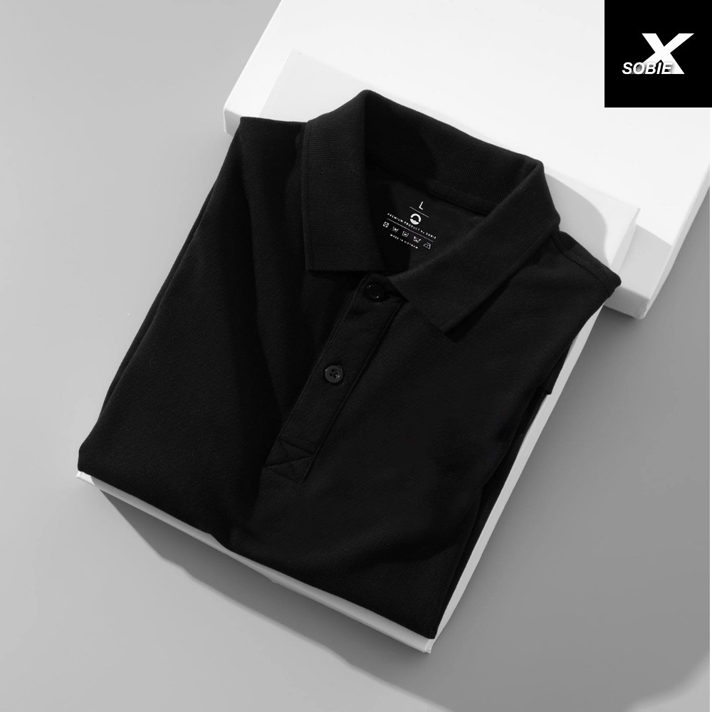 Áo Polo Nam Full Black cổ bẻ vải Cotton bền màu, chuẩn form, sang trọng, lịch lãm - SOBIE