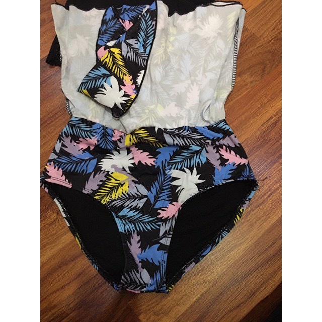 Bikini # Đồ Bơi Đi Biển Hai Mảnh Tay Dài Váy Xòe Hoa HM-051