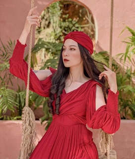 ĐẦM MAXI ĐỎ XẺ TÀ