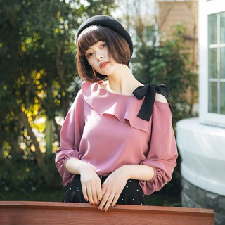 Áo sơ mi hở vai buộc nơ