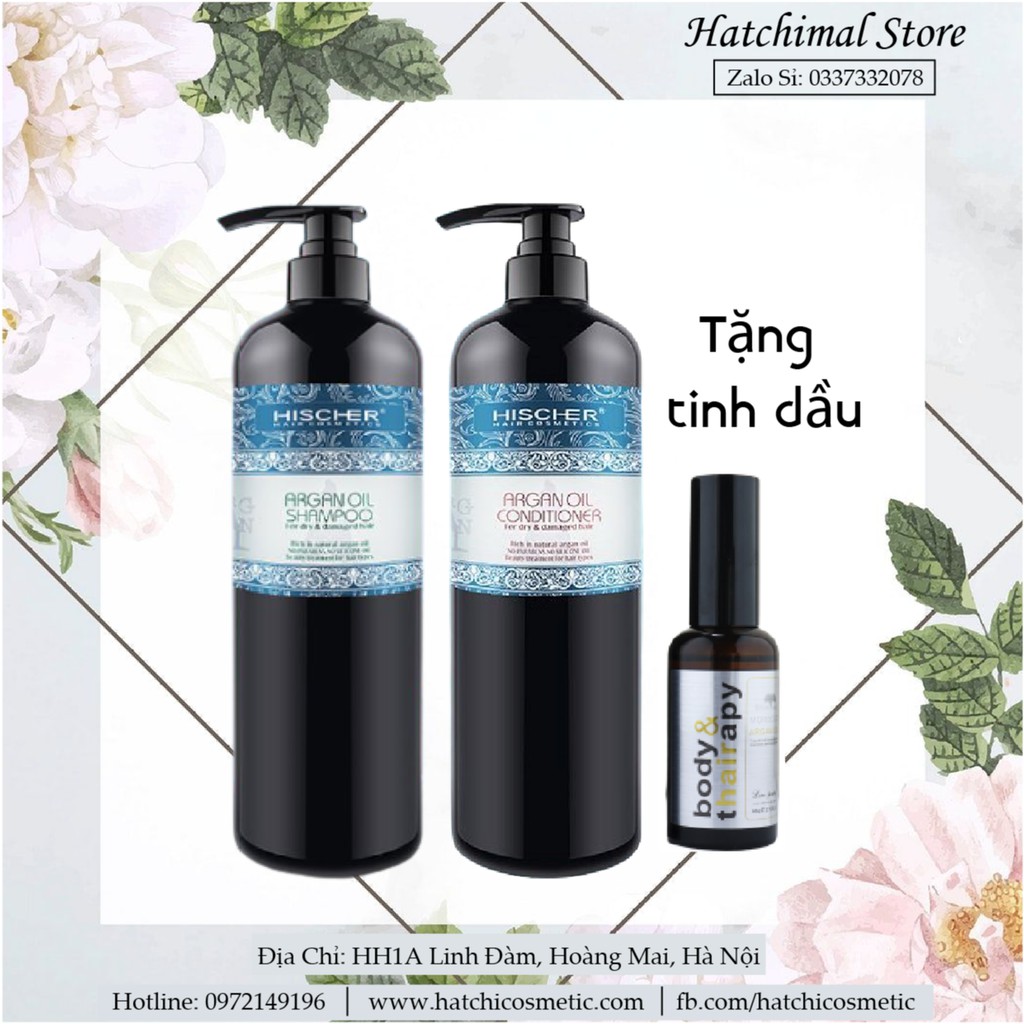 [Tặng Tinh Dầu] BỘ DẦU GỘI XẢ HISCHER ARGAN OIL 1000ML*2