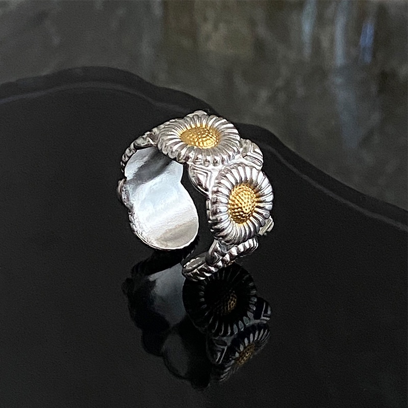 Nhẫn Hở Họa Tiết Hoa Cúc Thời Trang Đường Phố Cá Tính Cho Nam Và Nữ