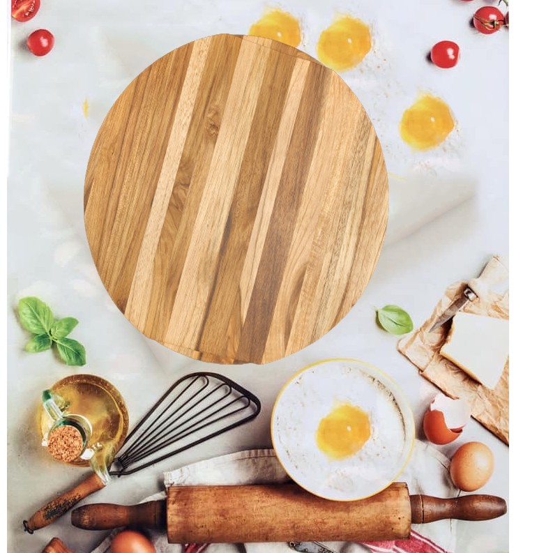 Hot Thớt gỗ teak hình tròn có rãnh R- 39 cm giá rẻ - Wood Cutting Boards Hàng Xuất Khẩu Châu Âu