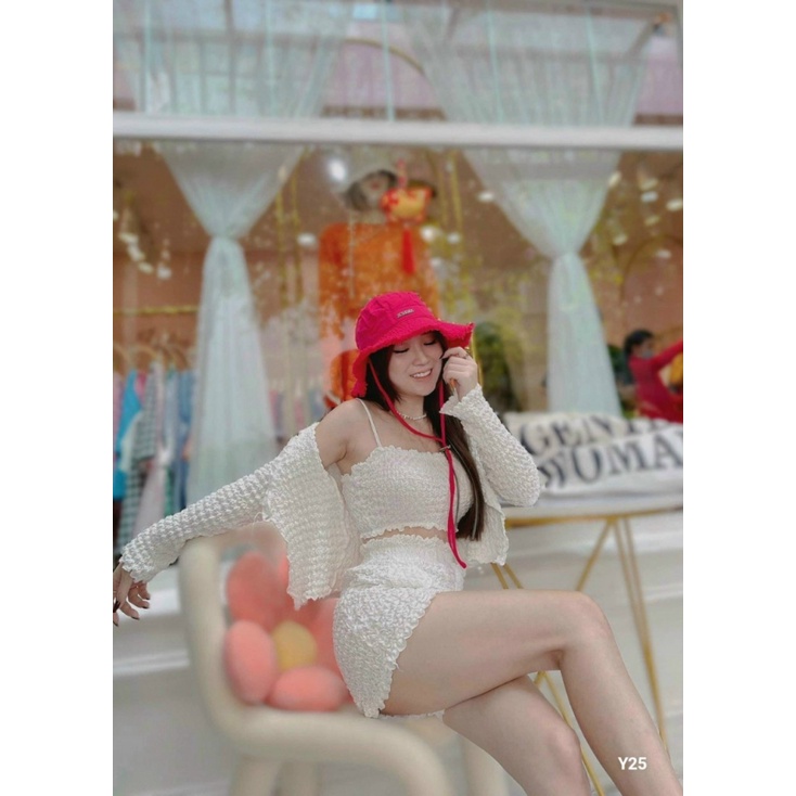 SET ĐỒ NỮ XỐP ( ÁO KHOÁC/ QUẦN ĐÙI/ BARA ), MÀU CỰC NHÃ NHẶN, CỰC XINH, CỰC DỄ CHỊU UP