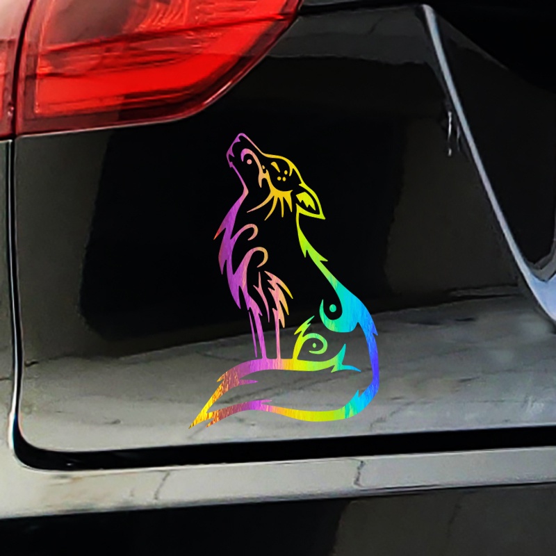 Miếng Dán Trang Trí Xe Hơi Hình Chó Sói Bằng Vinyl Chống Thấm Nước Thời Trang