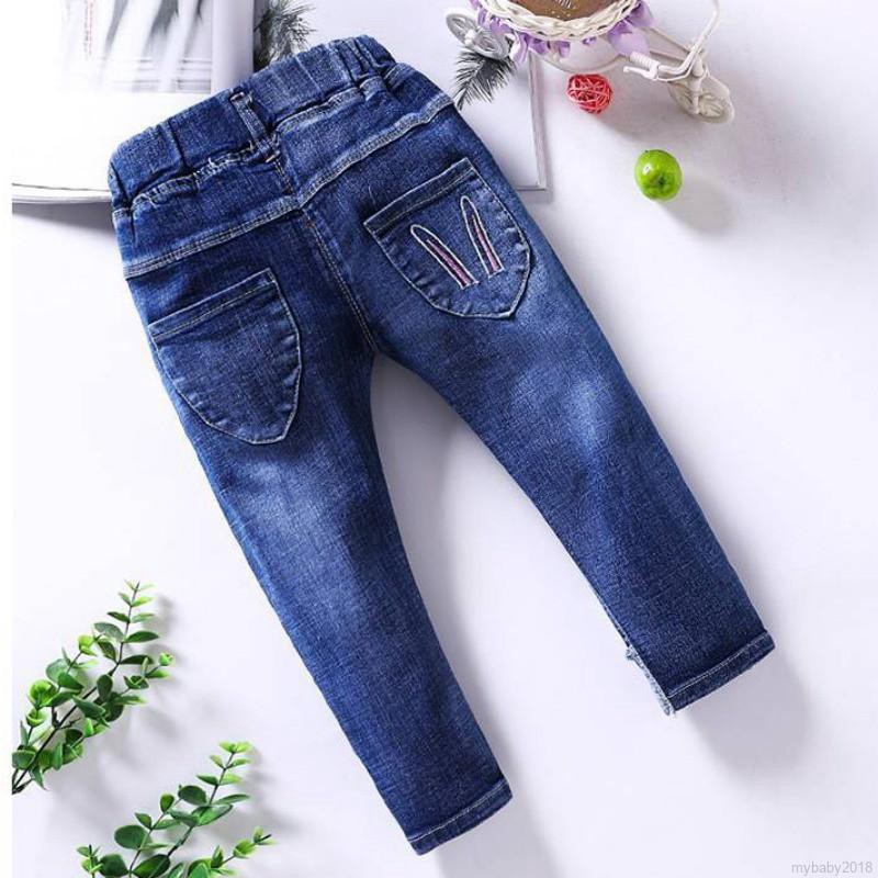 Quần Denim Lưng Thun Co Dãn Cho Bé Gái