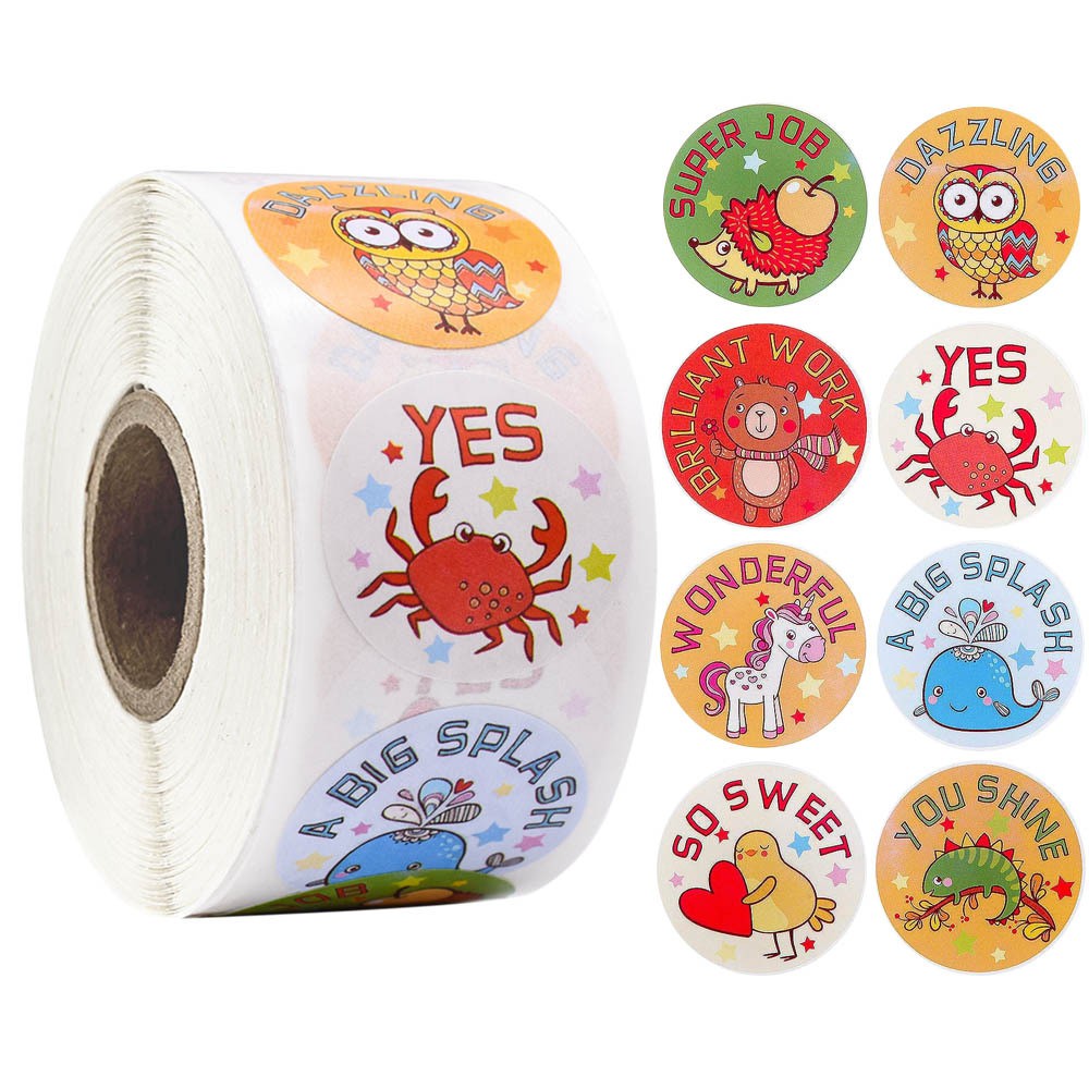 Stickers cuộn khen thưởng cho bé, khích lệ bé học tập 500 sticker/1 cuộn - English For Kid
