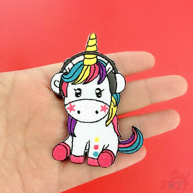 Miếng thêu ủi quần áo họa tiết kỳ lân cầu vồng dễ thương