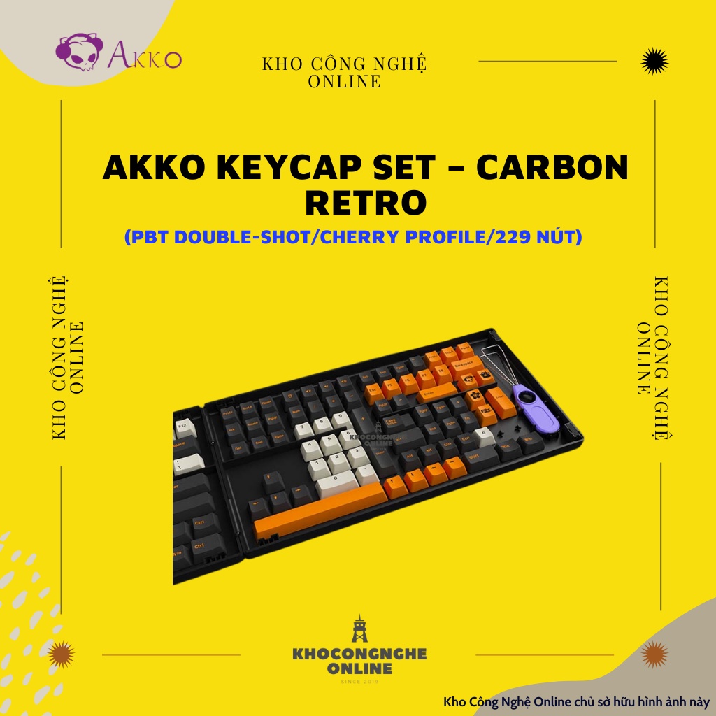 AKKO Keycap set – Carbon Retro (PBT Double-Shot/Cherry profile/229 nút)