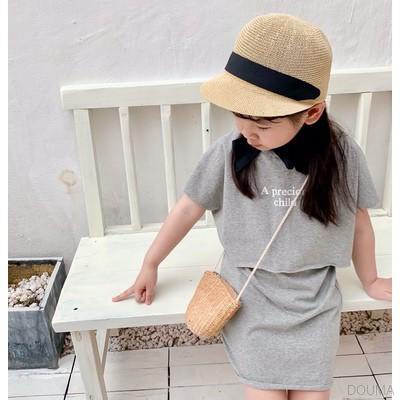 Set Áo Thun Ngắn Tay In Chữ Và Chân Váy Thời Trang Mùa Hè Hàn Quốc Cho Bé Gái