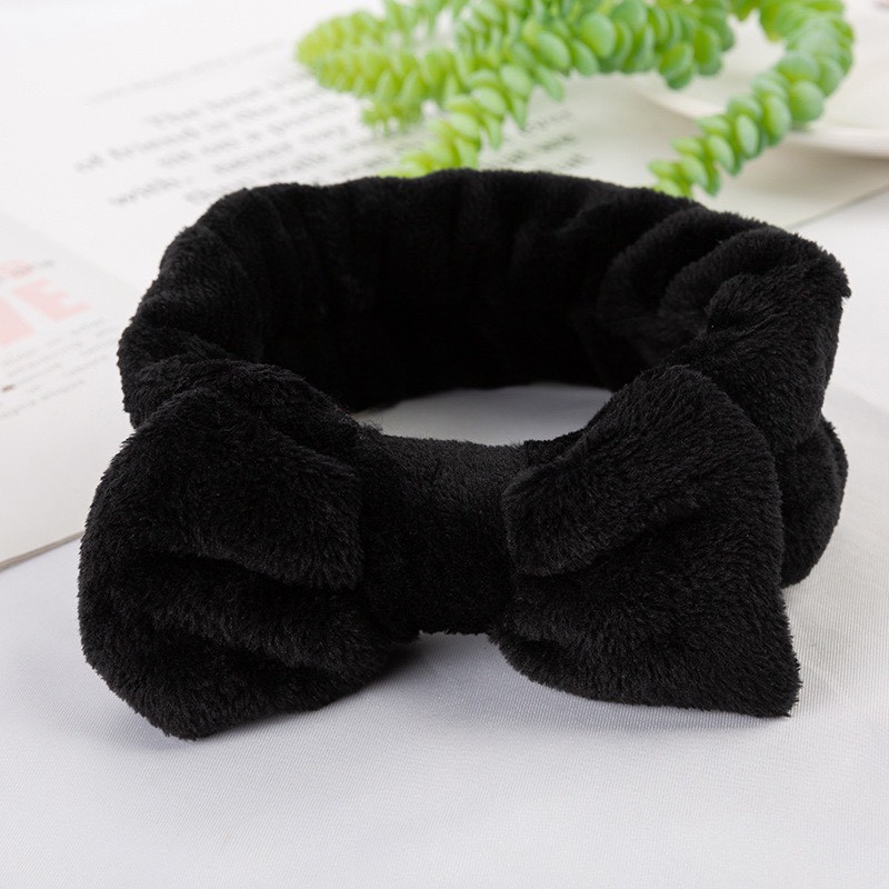 Băng đô nơ vải nhung mềm mại cài tóc trang điểm rửa mặt dễ thương BD15