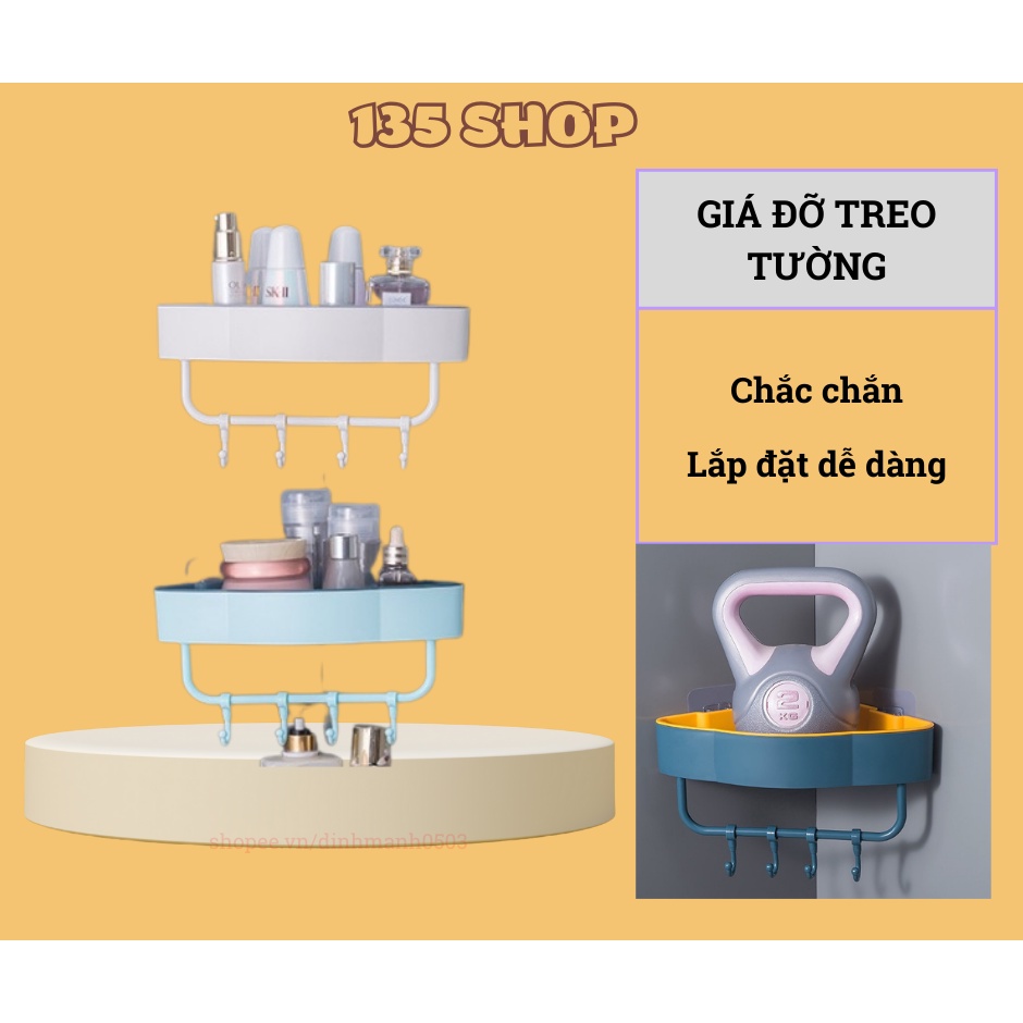 Giá nhựa treo tường góc nhà tắm hình tam giác – Kệ góc nhà tắm đa chức năng - M62