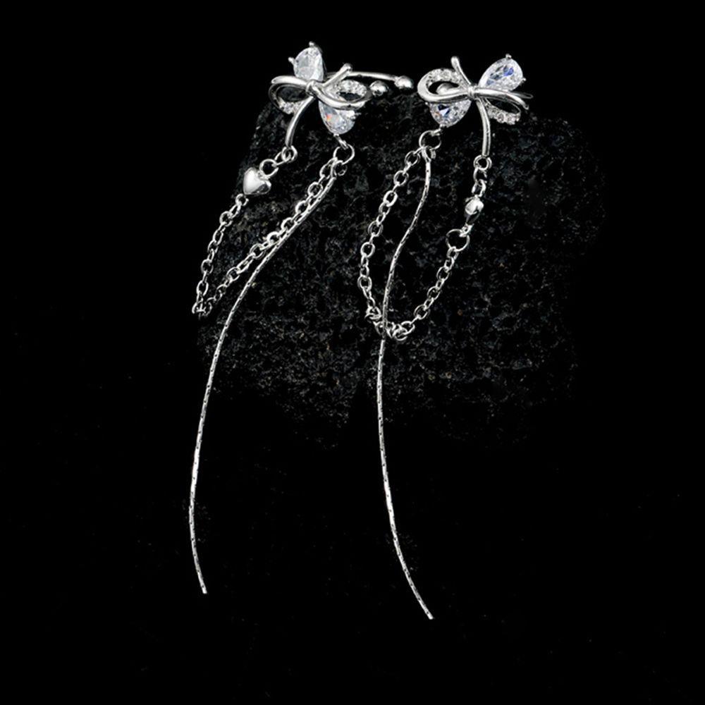 Khuyên Tai Dạng Kẹp Nơ Bằng Đồng Đính Đá Zircon Thanh Lịch Cổ Điển Dành Cho Bạn Nữ