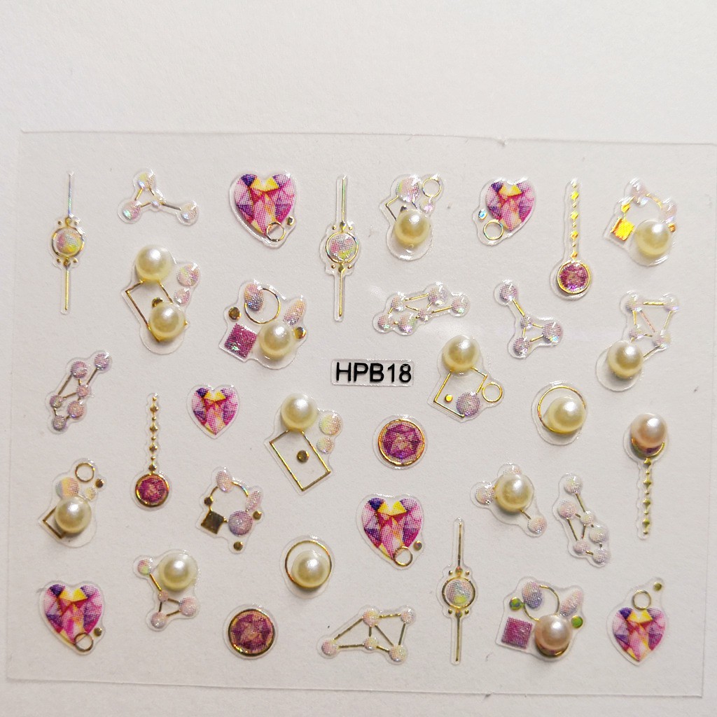 Sticker dán móng tay ngọc trai 3D trang trí cao cấp