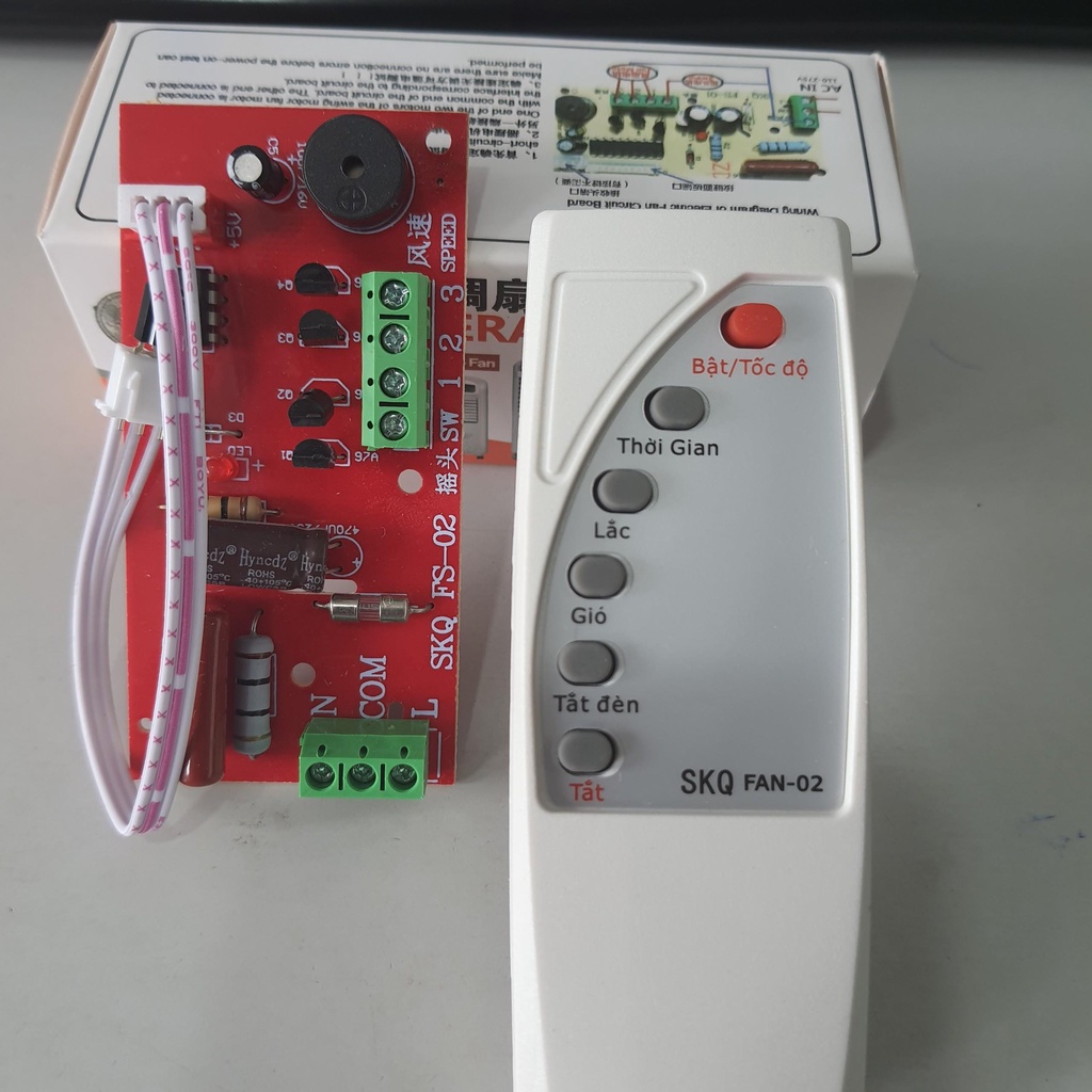 Bộ 5 mạch quạt điều khiển từ xa LOẠI TỐT TIẾNG VIỆT MẠCH ĐỎ CÓ CẦU CHÌ BẢO VỆ CHỐNG QUÁ TẢI cho quạt bàn quạt treo tường