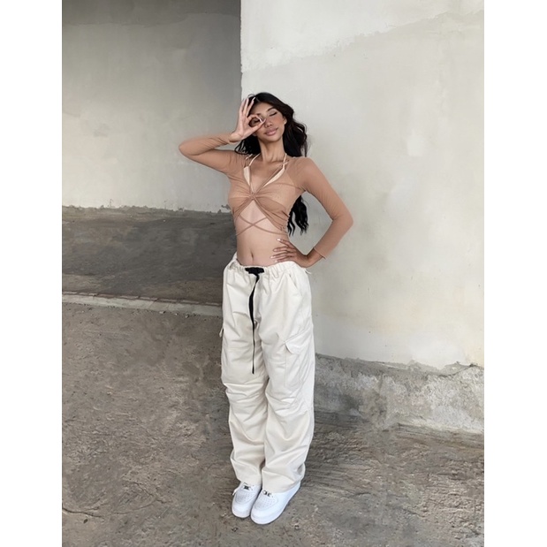 ELla croptop // áo kiểu chất thun lưới co giãn tốt