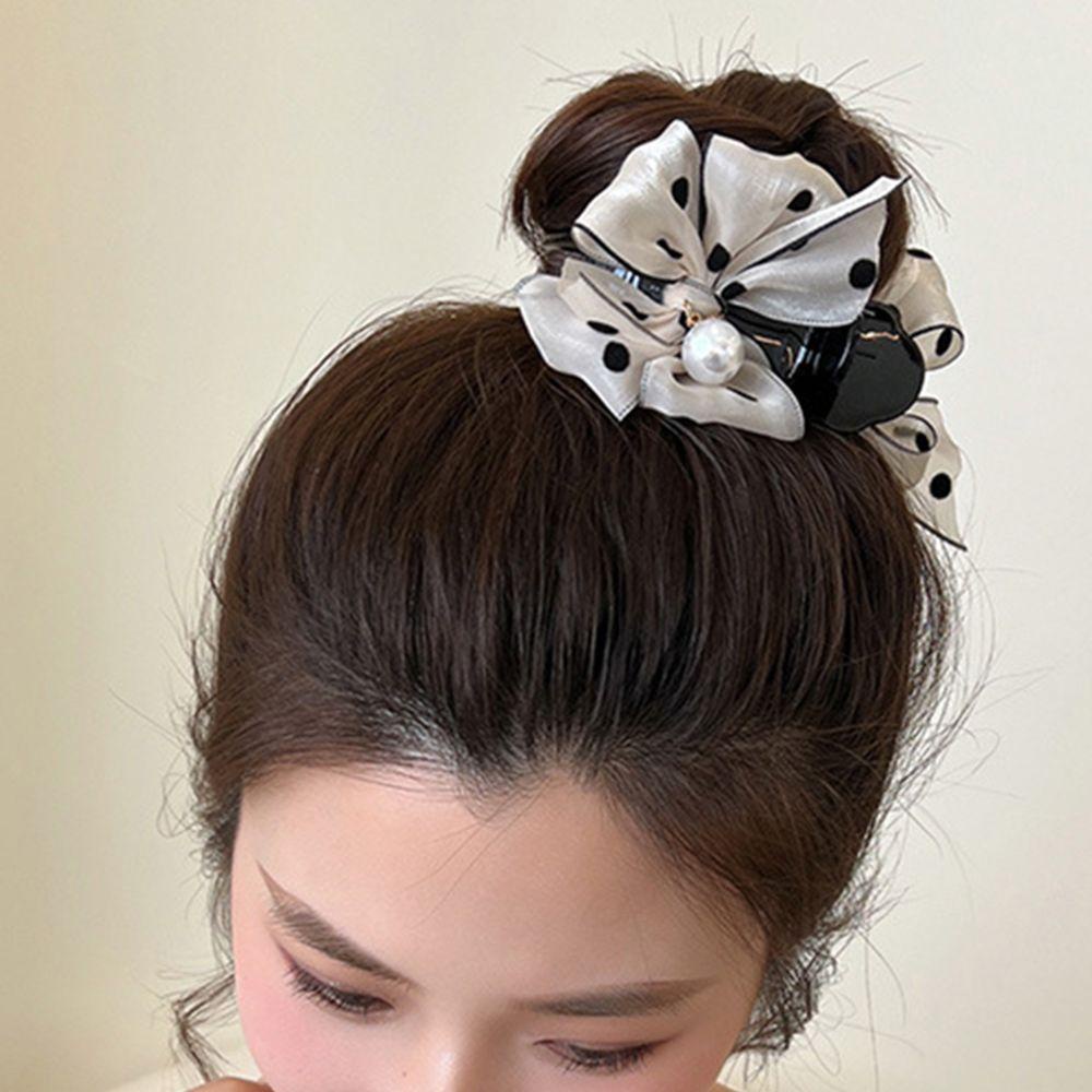 NICKOLAS Kẹp Tóc Nơ Họa Tiết Chấm Bi Phong Cách Retro Thời Trang N2N