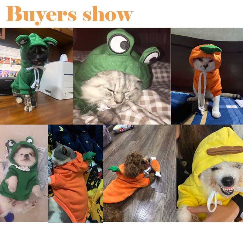 ★〓Myles Pet〓★ Áo hoodie bằng vải lông cừu hình trái cây dễ thương cho thú cưng