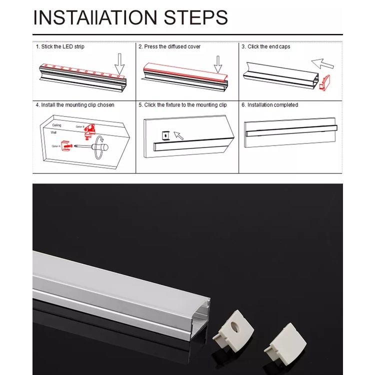 1m , 2m Thanh nhôm đèn LED U2013, Thanh nhôm định hình LED, thanh nhôm profile cho LED hàng đẹp , chất lượng