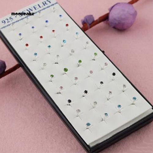Set 20 đôi bông tai đính đá Rhinestone 2cm hình tròn cho nữ