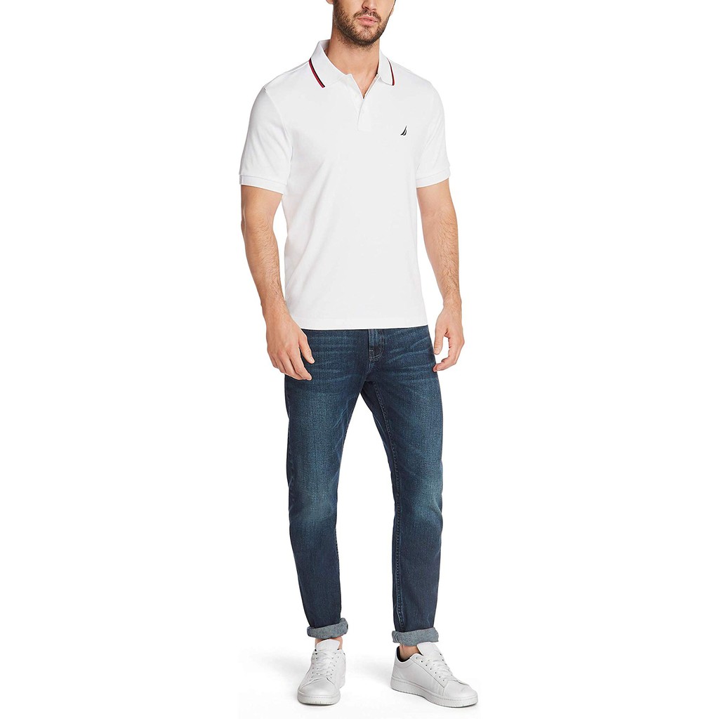 FO76 KHO HÀNG HIỆU XUẤT DƯ - NAUTICA - ÁO THUN NAM POLO MÀU TRẮNG - NAUTICA CLASSIC FIT POLO