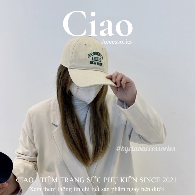 [HOẢ TỐC 1H] Nón/ Mũ vành thiết kế chữ thêu nổi trẻ trung năng động đơn giản Brooklyn Ciao