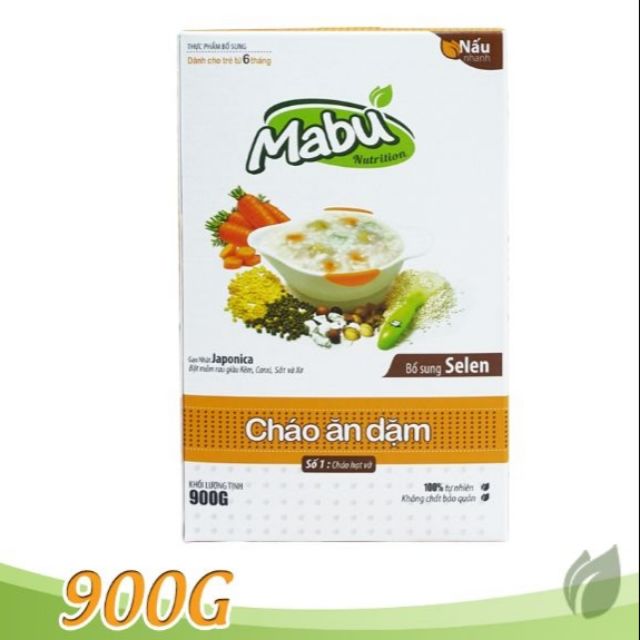 Bột ăn dặm/Cháo ăn dặm gạo vỡ Mabu 900g