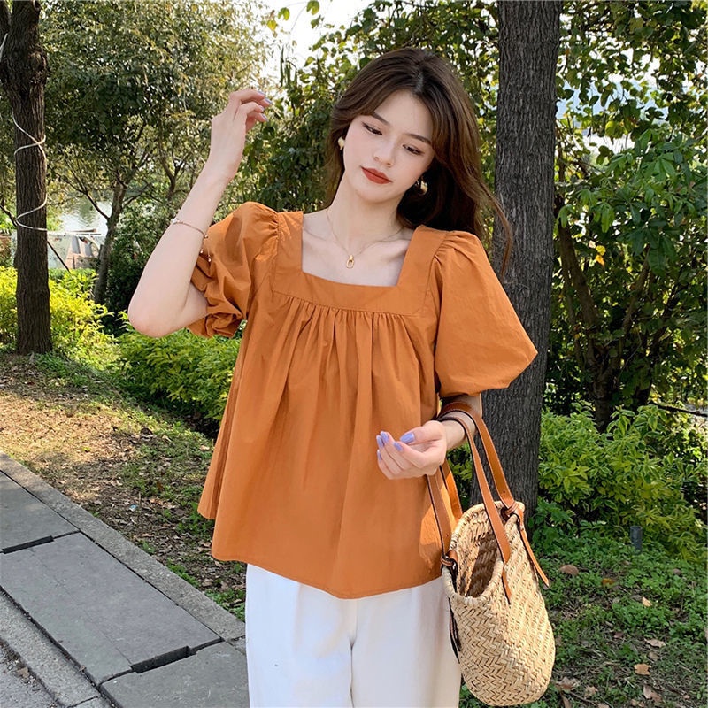 Áo Kiểu Tay Phồng Cổ Vuông Thiết Kế Mới Thời Trang Mùa Hè Dành Cho Nữ